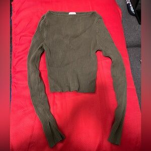 H&M Dark Green Ribbed Turtleneck Sweater Sz Small